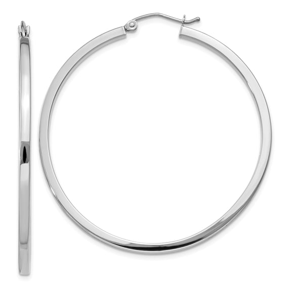 14k White Gold 2mm Square Tube Hoops 14k White Gold Earrings