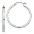 thumbnail image 1 of 14k White Gold 2x3mm Rectangle Tube Hoop 14k White Gold Earrings, 1 of 4