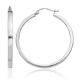 thumbnail image 1 of 14K Solid White Gold Tube Round Medium Hoop Earrings, 1 of 10
