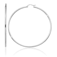 thumbnail image 1 of 14K Solid White Gold Tube Round Large Hoop Earrings, 1 of 10