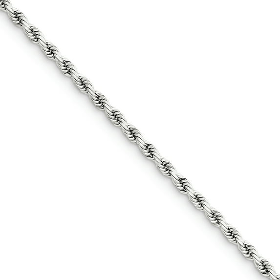 14k White Gold 3.2mm Diamond-Cut Rope Chain