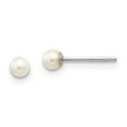 thumbnail image 1 of 14k White Gold 3-4mm White Round Freshwater Cultured Pearl Stud Post Earrings 14k White Gold Earrings, 1 of 1