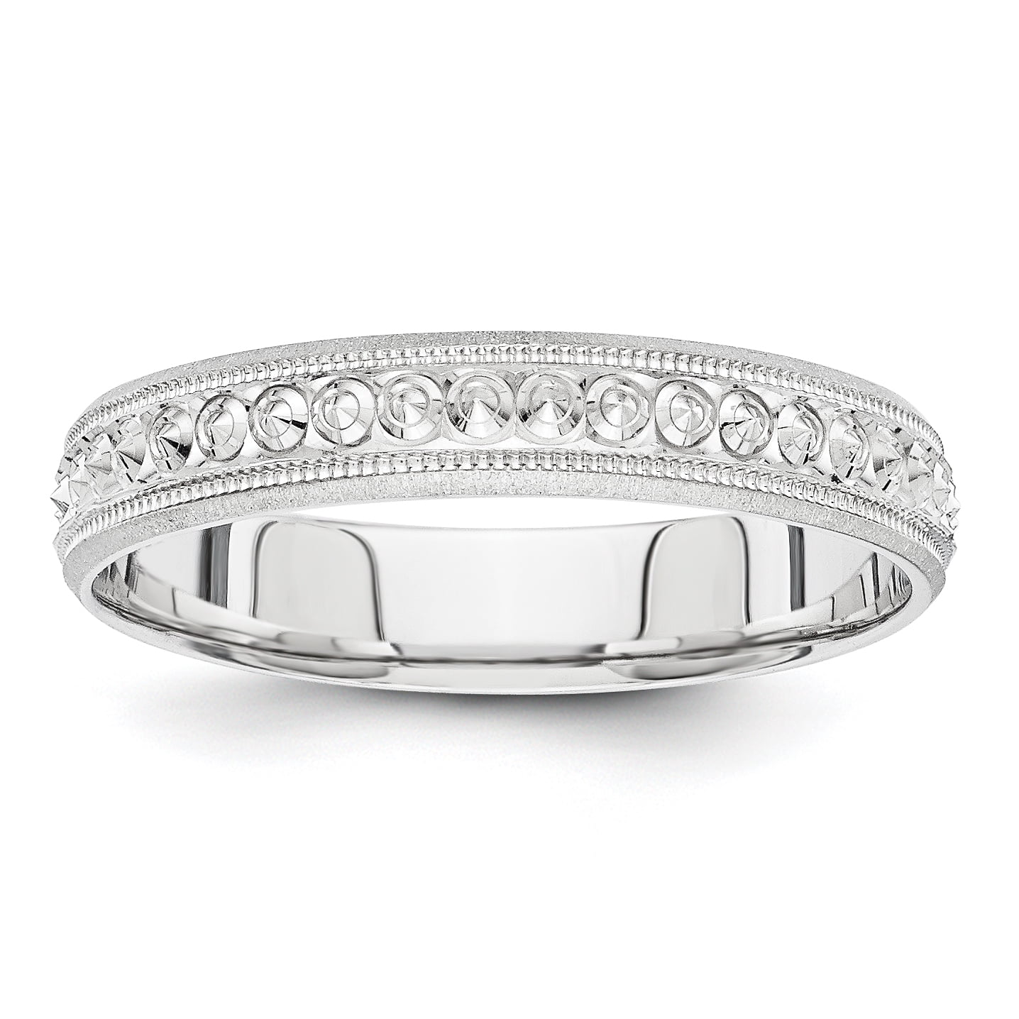 14k White Gold 3.75mm Design Etched Wedding Band Size 5.5 QXWB250-5.5 ...