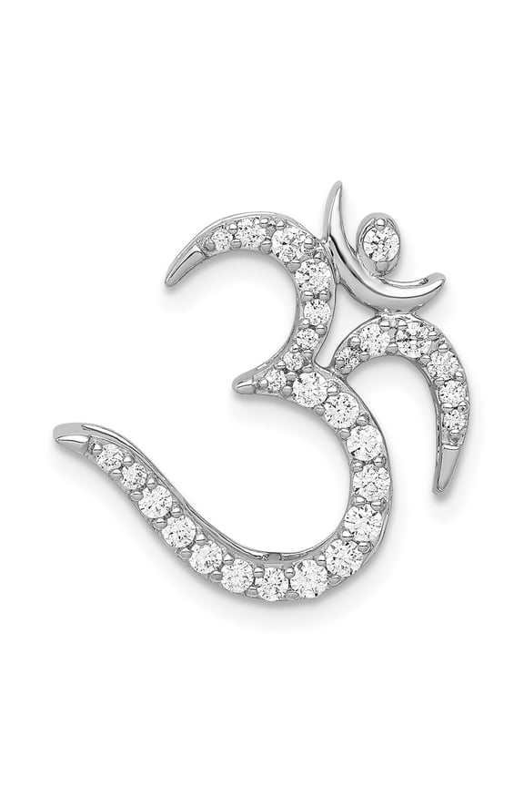14k White Gold 3/8ct. Diamond Om Symbol Chain Slide
