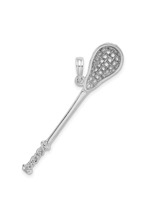 14k White Gold 3-D Lacrosse Stick Charm Pendant Fine Jewelry For Women Gifts For Her