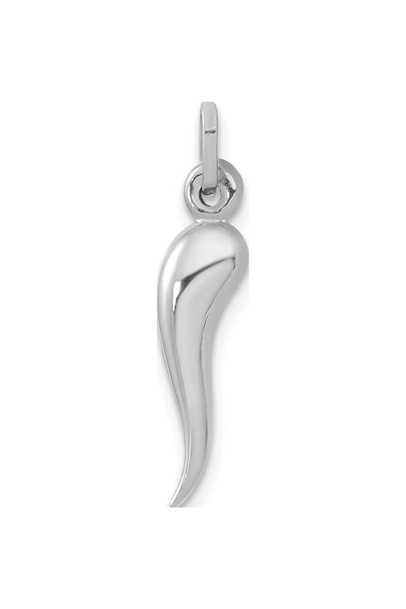 14k White Gold 3D Italian Horn Charm Material Primary - Unique Trendy Sculptural Designed for those who cherish timeless beauty
