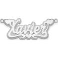 thumbnail image 1 of 14k White Gold 3D Polished Hearts Name Plate 3-D Laser-cut Material Chic Sparkle-worthy Brilliant Perfect for adding elegance to any outfit, 1 of 4