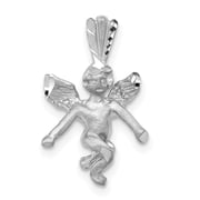 14k White Gold 3D Satin Angel Pendant Charm