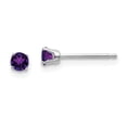 thumbnail image 1 of 14k White Gold 3mm Amethyst Stud Earrings, 1 of 3