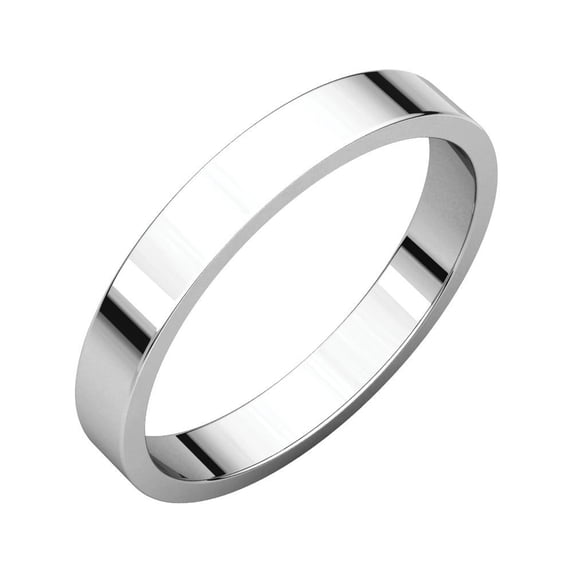 14k White Gold 3mm Flat Band Ring - 3.0 Grams - Size 8.5