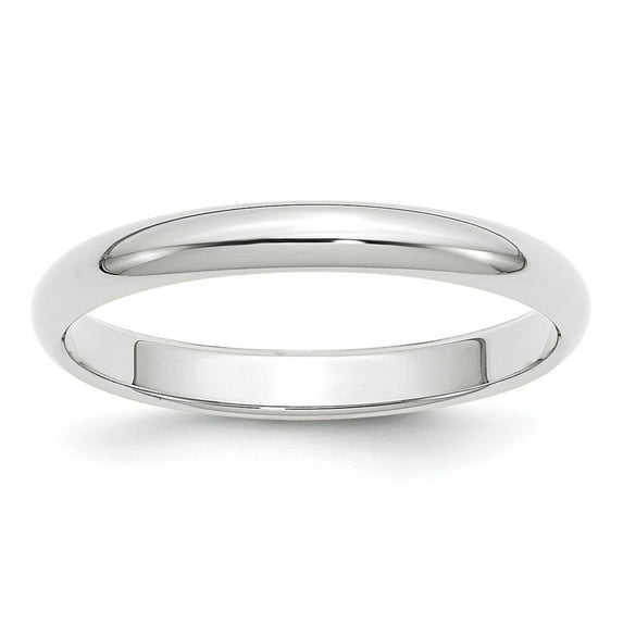 14k White Gold 3mm Half-Round Wedding Band Size 4.5