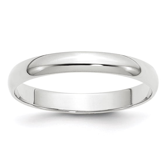 14k White Gold 3mm Lightweight Half Round Wedding Band Size 13.5 WHRL030
