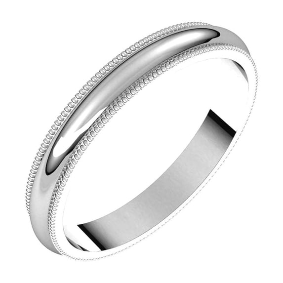 14k White Gold 3mm Milgrain Band Ring Size 5.5 Ring for Women and Men - 2.3 Grams