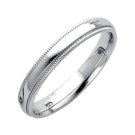 14k White Gold 3mm Milligrain Comfort-Fit Wedding Band Ring Size 11 Wedding Band for Women and Men