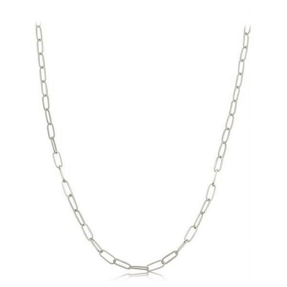 14k White Gold 3mm Paper Clip Link Necklace (18")