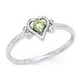 thumbnail image 1 of 14k White Gold 3mm Peridot Heart Ring - Size 7.0, 1 of 2