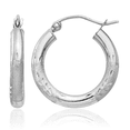 thumbnail image 1 of 14K Solid White Gold 3mm Round Medium Hoop Earrings, 1 of 10