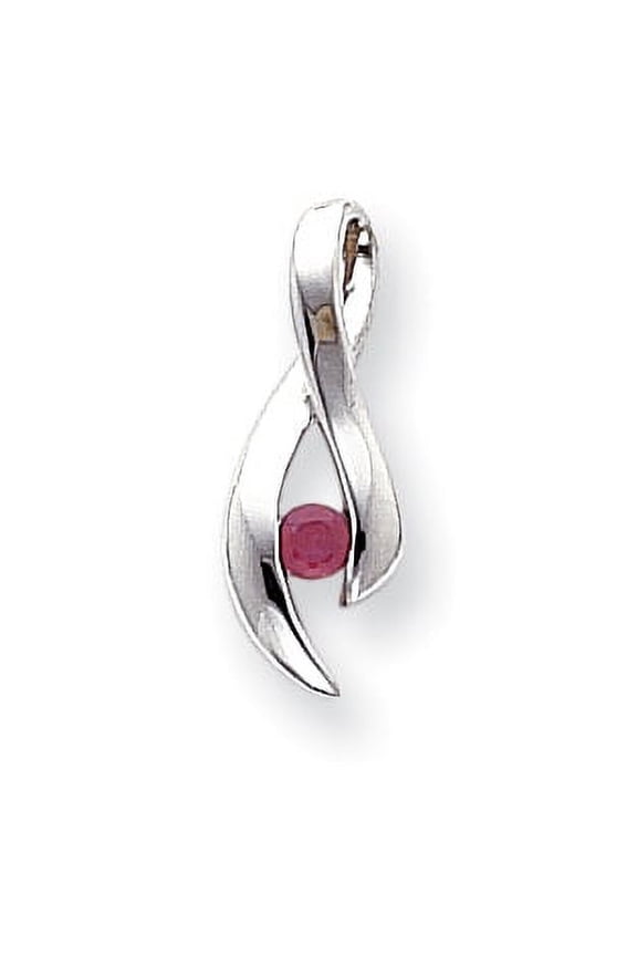 14k White Gold 3mm Ruby Pendant Charm