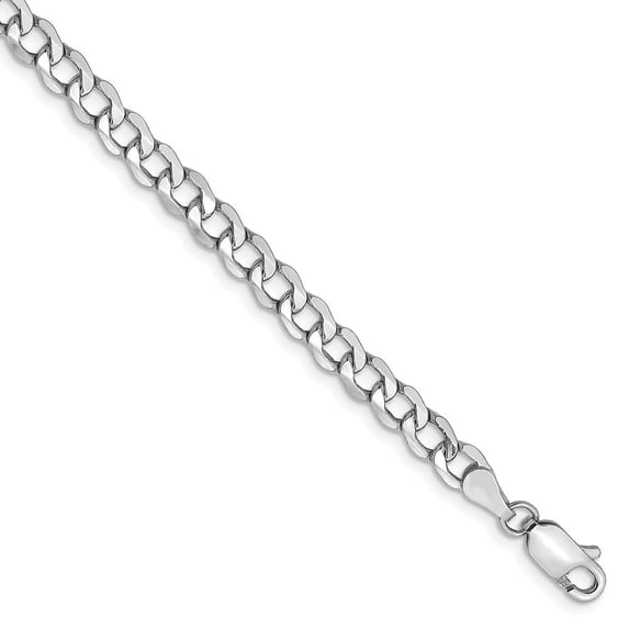 14k White Gold 4.3mm Semi-solid Curb Link Chain Bracelet - 3.0 Grams - 8 Inch