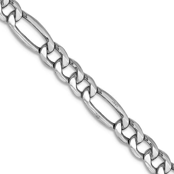 14k White Gold Hollow Polished Lobster Claw Closure 4.75mm Semi-solid Figaro Chain Necklace 24 Inch Chain Necklace for W