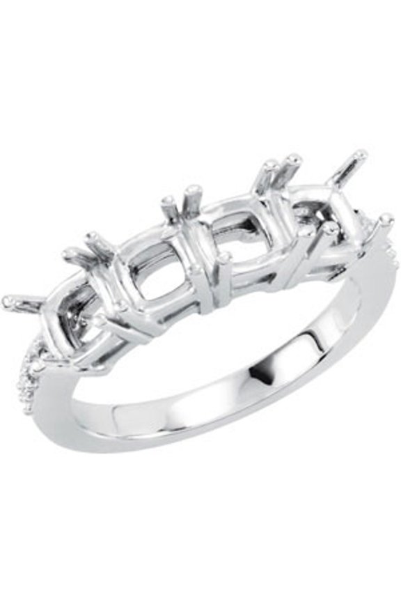 14k White Gold 4 Four-Stone Family Stackable Fashion Ring Fine Jewelry For Women Gifts For Her (Mounting Only, Not All Stones Included), Size 7