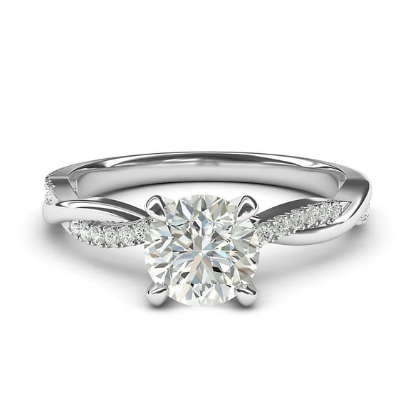 14k White Gold 4-Prong Petite Twisted Vine Simulated 1.0 CT Diamond Engagement Ring Promise Bridal Ring (7.5)