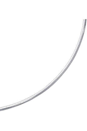 JewelStop 14K White Gold 4 mm Domed Omega Necklace, Lobster Claw Clasp - 18 Inches, 19.6gr.