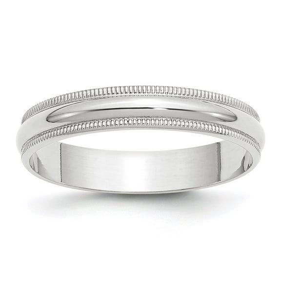 14k White Gold 4mm Lightweight Milgrain Half Round Wedding Band Size 7.5 WML040