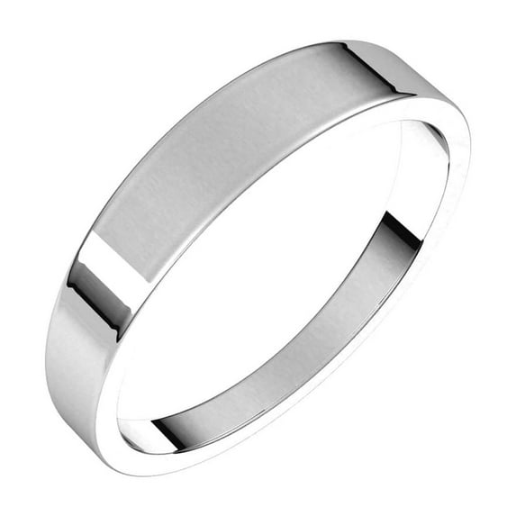 14k White Gold 4mm Flat Tapered Band Ring Size 6.5 Ring for Women and Men - 2.7 Grams