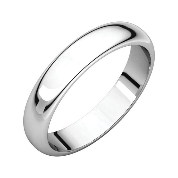 14k White Gold 4mm Half Round Band Ring - 4.0 Grams - Size 8.5
