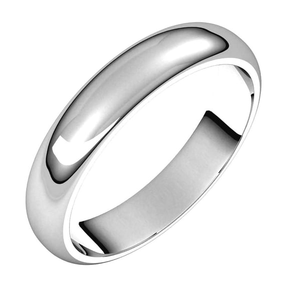 14k White Gold 4mm Half Round Band Ring Size 12.5 Ring for Women and Men - 4.6 Grams