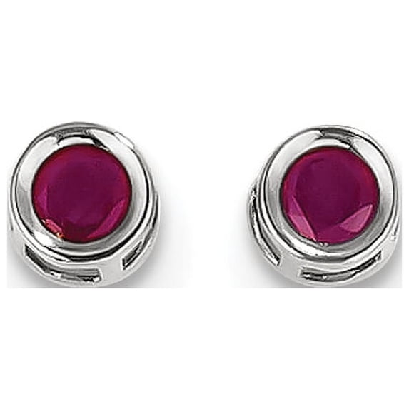 14k White Gold 4mm July Ruby Earrings 14k White Gold Earrings