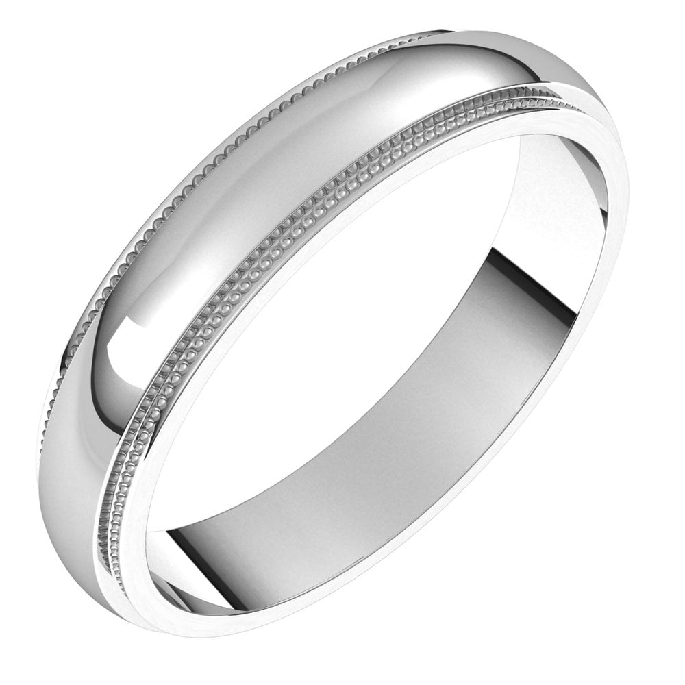 14k White Gold 4mm Milgrain Half Round Shape Edge Classic Bridal ...