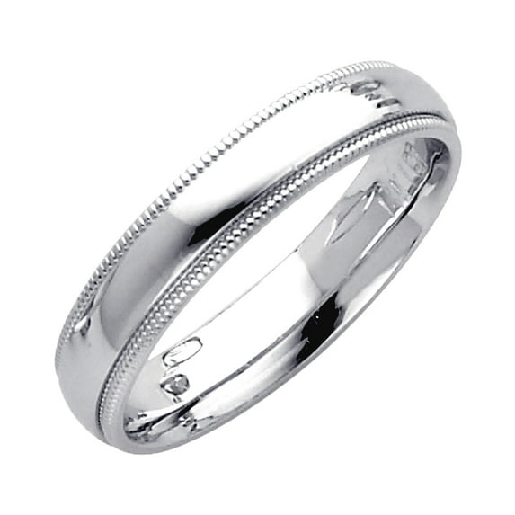 14k White Gold 4mm Milligrain Comfort-Fit Wedding Band Ring Size 11.5 Wedding Band for Women and Men