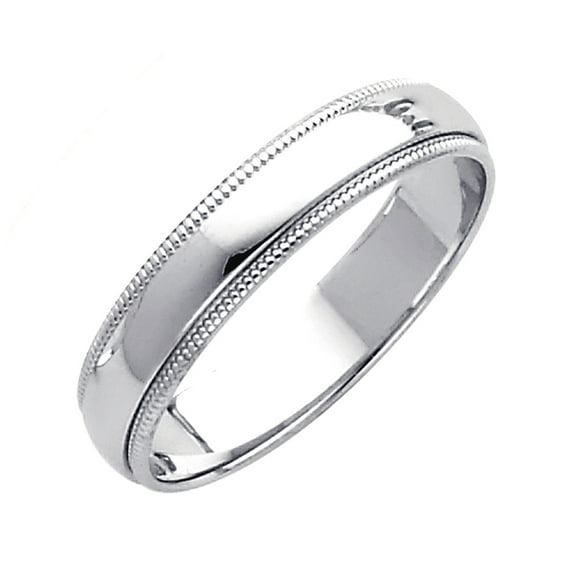 14k White Gold 4mm Milligrain Wedding Band Ring Size 9.5 Wedding Band for Women and Men - 2.7 Grams