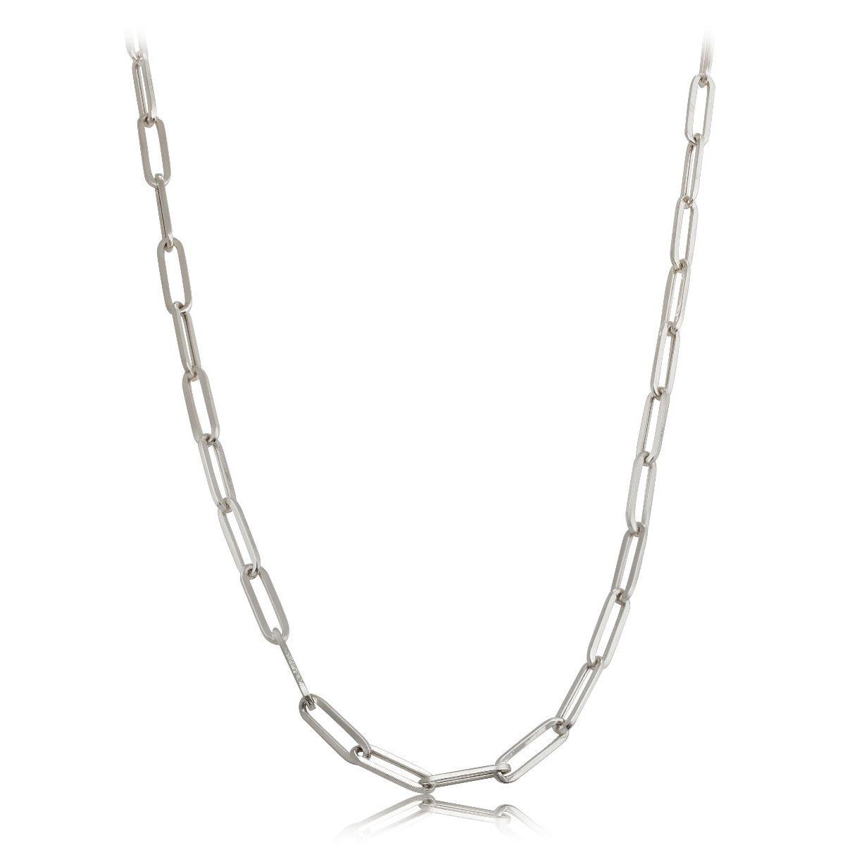 14k White Gold 4mm Paper Clip Link Necklace (24")