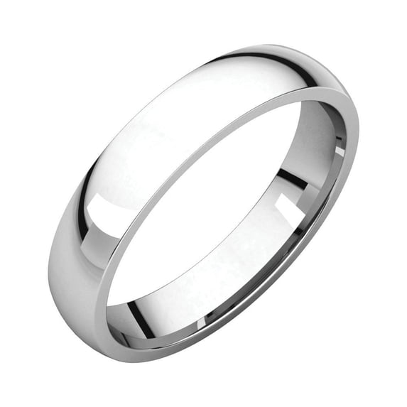 14k White Gold 4mm Polished Light Comfort Fit Band Ring - 4.1 Grams - Size 7.5
