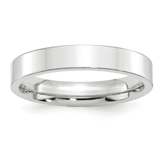 14k White Gold 4mm Standard Weight Flat Comfort Fit Wedding Band Size 13 WFLC040