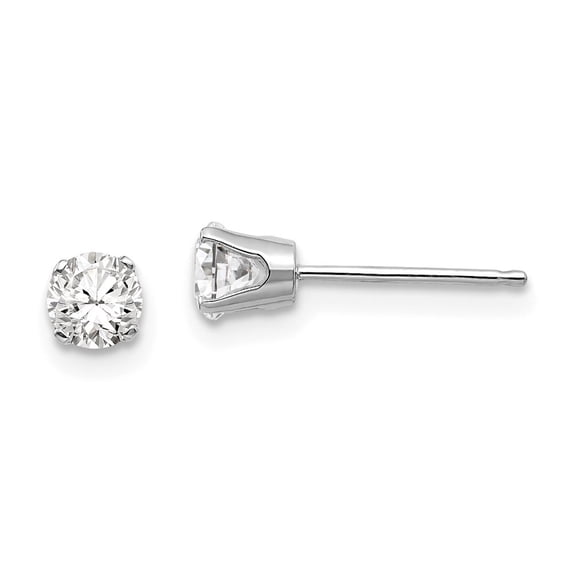 14k White Gold 4mm White Topaz Stud Earrings - Measures 4x4mm Wide