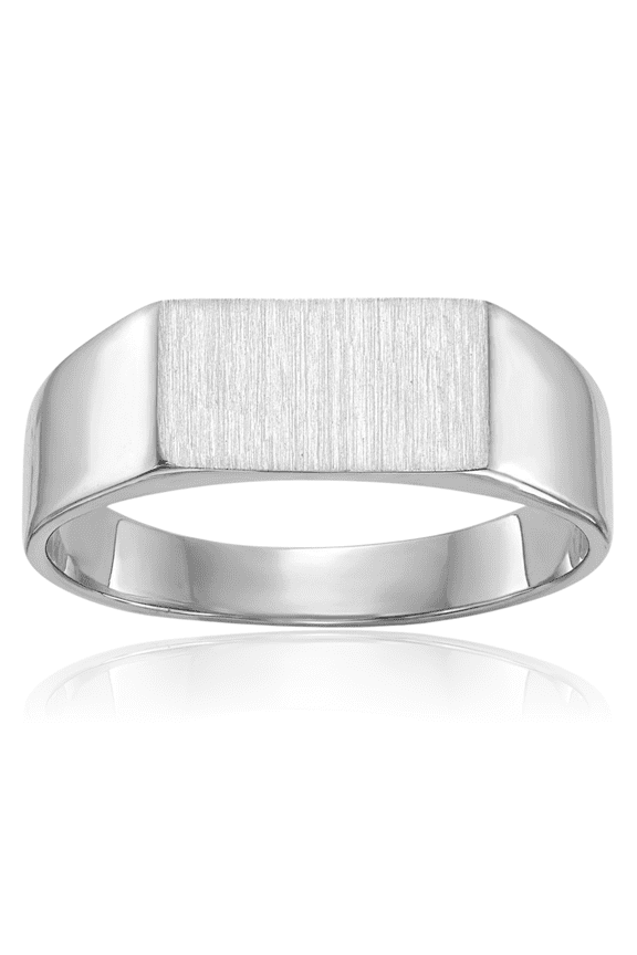 14K Solid White Gold Custom Engraved Signet Ring Handmade Personalized Monogram Initial Letter Band