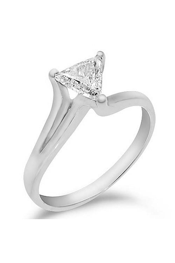 14k White Gold .50 Carats Solitaire Trillion (Triangle) Diamond Engagement Ring