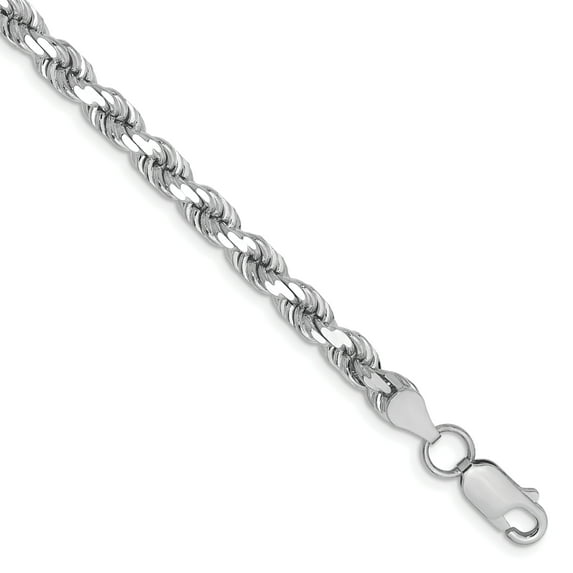 14k White Gold 5mm Diamond-Cut Rope Chain