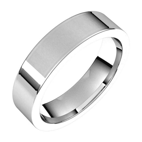 14k White Gold 5mm Flat Comfort-Fit Band Ring Size 9 Ring for Women and Men - 7.5 Grams