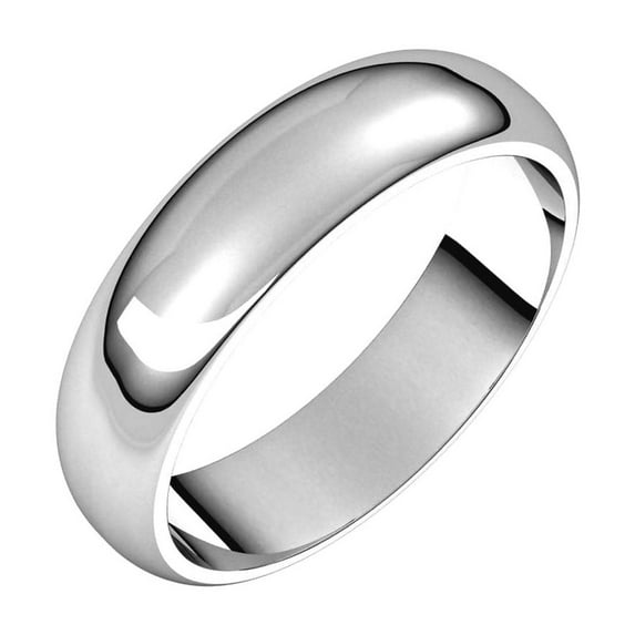 14k White Gold 5mm Half Round Band Ring Size 11 Ring for Women and Men - 5.5 Grams