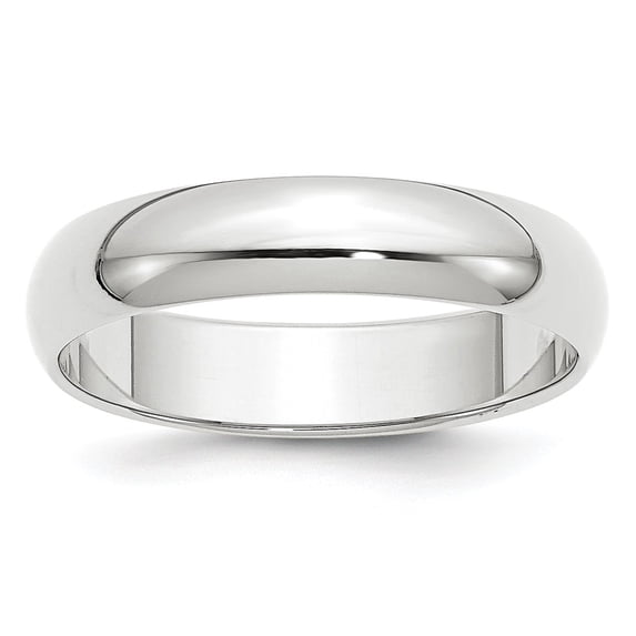14k White Gold 5mm Half-Round Wedding Band Size 4.5