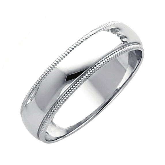 14k White Gold 5mm Milligrain Wedding Band Ring Size 7.5 Wedding Band for Women and Men - 3.5 Grams