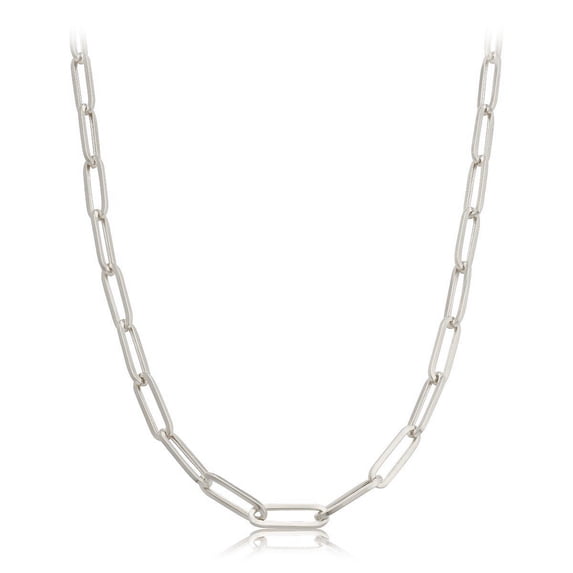 14k White Gold 5mm Paper Clip Link Necklace (14")