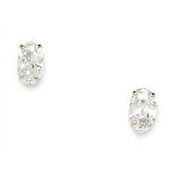 14k White Gold 5x3mm Oval Shape Cubic Zirconia Screw-Back Earrings