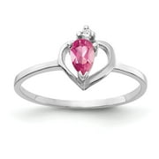 GOLDIA 14k White Gold 5x3mm Pear Pink Tourmaline VS Real Diamond ring