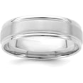 thumbnail image 1 of 14k White Gold 6.2mm Standard Weight Comfort Fit Brushed Satin/Polished Grooved Edge Wedding Band Size 12 - Ring Size 12.0, 1 of 7